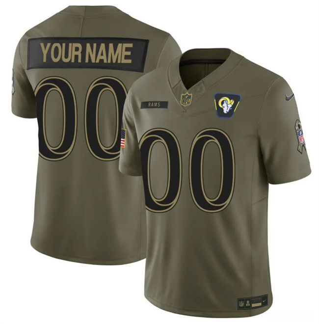 Men's Olive Los Angeles Rams Active Player Custom 2025 F.U.S.E. Salute to Service Limited Stitched Football Jersey